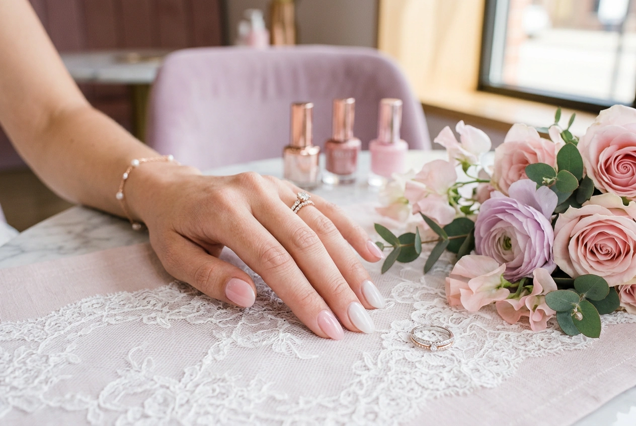 Elegante bruidsnagels met zachte OPI GelColor